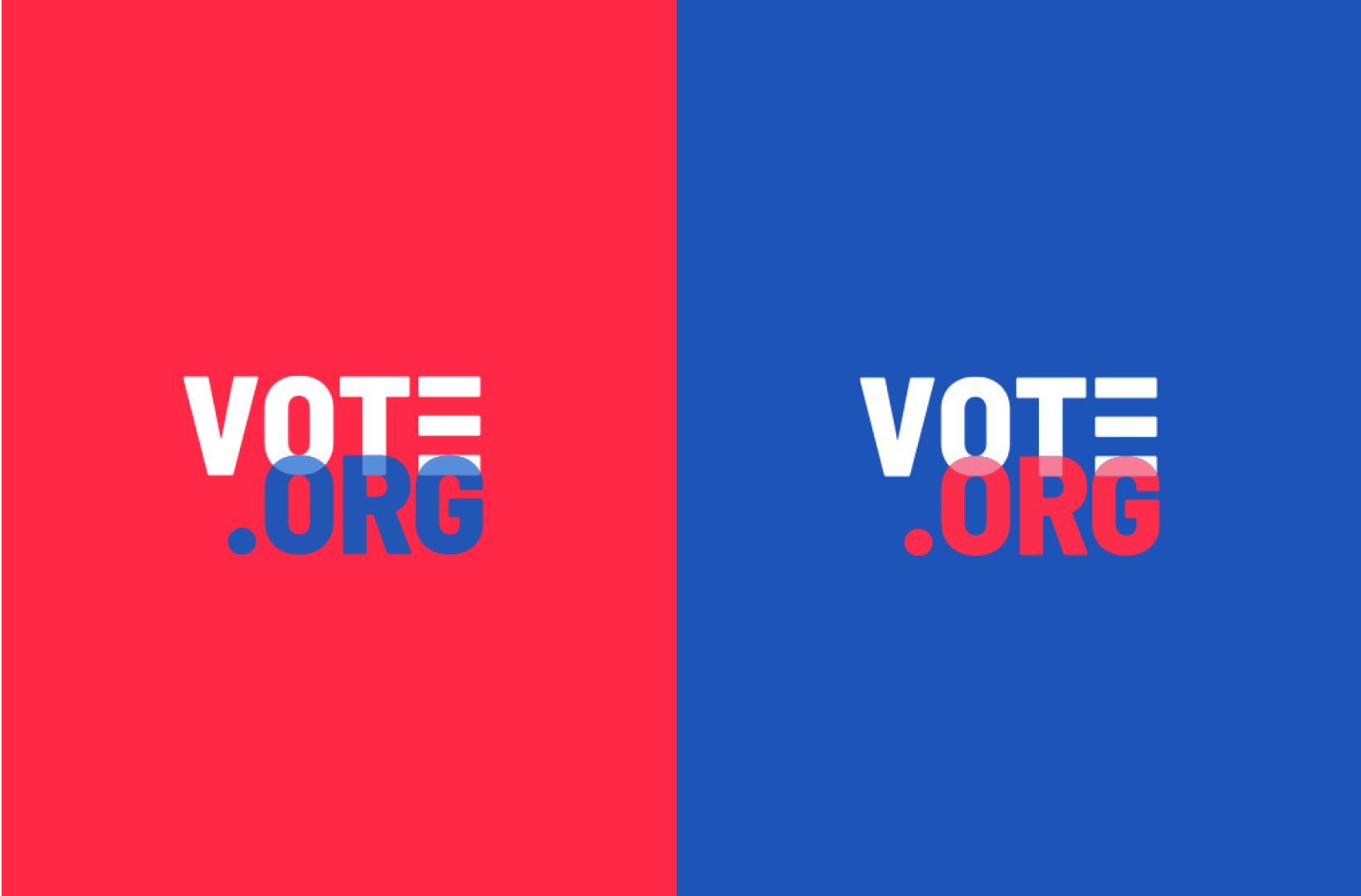 Vote.org logo on red and blue